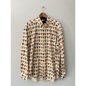 Vintage Tommy Hilfiger Button Down Shirt Mens Large University Crests Print